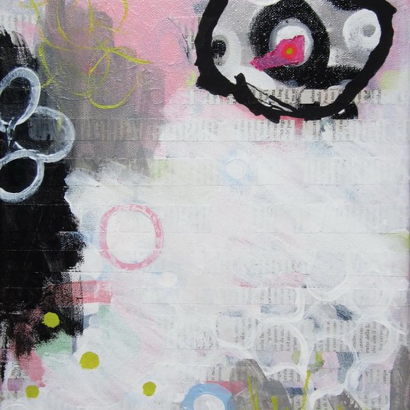 Abstract Painting 11"x14" - A Captivating Fusion of Expressionism and Collage - Picture 2 of 6